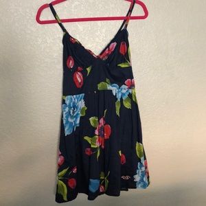 Dark Blue Tropical Flower Hollister Dress